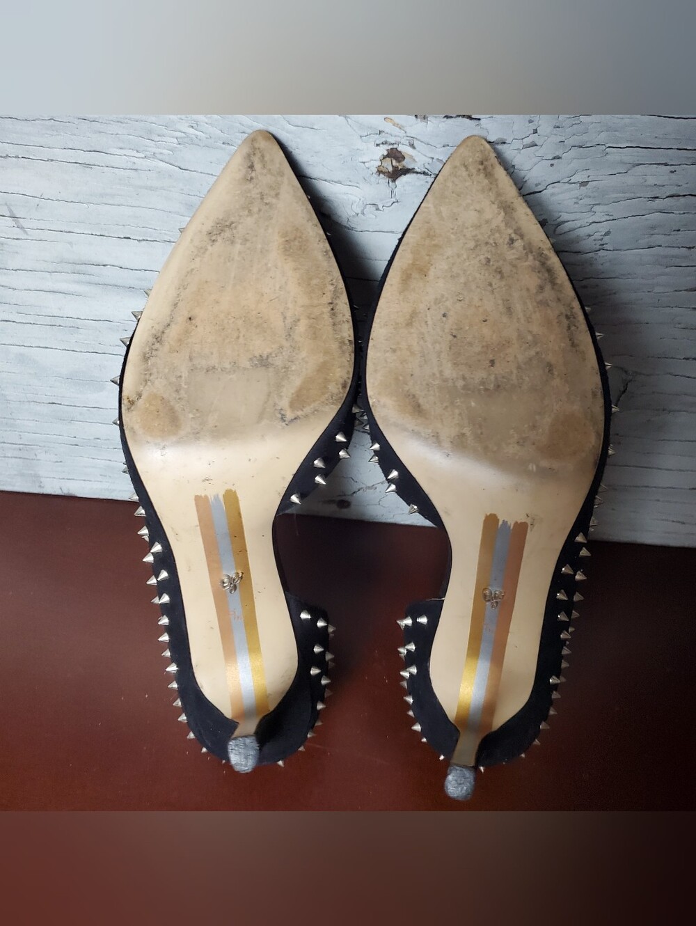 Sam Edelman Hadlee Studded Spiked d'Orsay Pointed Toe Pumps, 9.5, Black - Picture 8 of 8